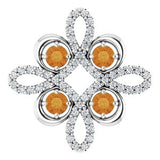 14K White Natural Citrine & 1/8 CTW Natural Diamond Clover Pendant
