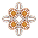 14K Rose Natural Citrine & 1/6 CTW Natural Diamond Clover Pendant