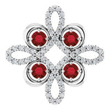 14K White Natural Mozambique Garnet & 1/6 CTW Natural Diamond Clover Pendant