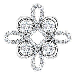 Platinum 3/8 CTW Natural Diamond Clover Pendant