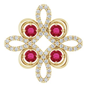 14K Yellow Natural Ruby & 1/6 CTW Natural Diamond Clover Pendant