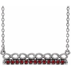 14K White Natural Mozambique Garnet Infinity-Inspired Bar 16" Necklace