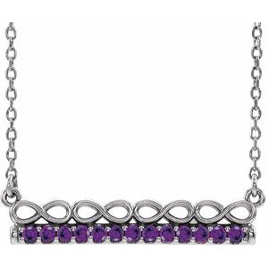Platinum Natural Amethyst Infinity-Inspired Bar 16" Necklace