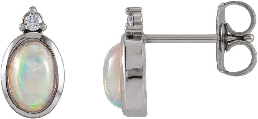 Cabochon Bezel Set Earrings