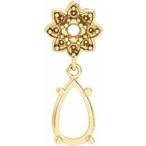 14K Yellow 8x5 mm Pear Floral-Inspired Pendant Mounting