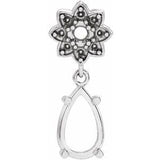 14K White 8x5 mm Pear Floral-Inspired Pendant Mounting
