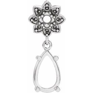 Platinum 8x5 mm Pear Floral-Inspired Pendant Mounting