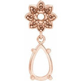 14K Rose 8x5 mm Pear Floral-Inspired Pendant Mounting