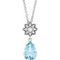 14K White Natural Aquamarine & .08 CTW Natural Diamond 16-18