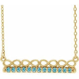 14K Yellow Natural Blue Zircon Infinity-Inspired Bar 18" Necklace