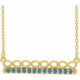 14K Yellow Natural Aquamarine Infinity-Inspired Bar 16" Necklace