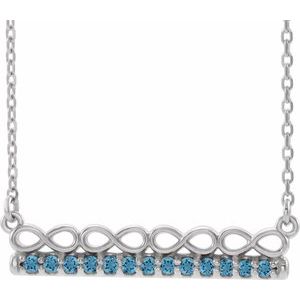 Platinum Natural Aquamarine Infinity-Inspired Bar 16" Necklace