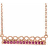 14K Rose Natural Pink Tourmaline Infinity-Inspired Bar 18" Necklace