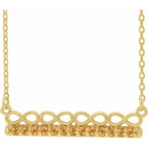 14K Yellow Natural Citrine Infinity-Inspired Bar 18" Necklace