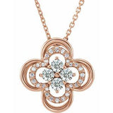 14K Rose 1/3 CTW Natural Diamond Clover 18" Necklace