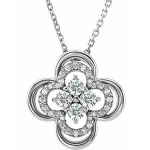 Platinum 1/3 CTW Natural Diamond Clover 18" Necklace