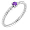 Sterling Silver 3mm Natural Amethyst Solitaire Rope Ring