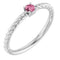 Platinum 3mm Natural Pink Tourmaline Solitaire Rope Ring