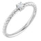 Sterling Silver 3mm Natural White Sapphire Solitaire Rope Ring
