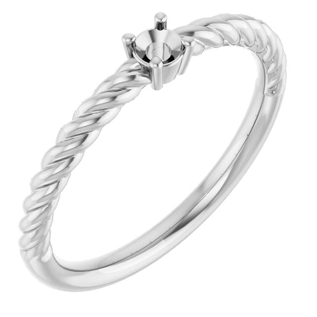 Sterling Silver 3mm Round Solitaire Rope Ring Mounting