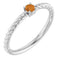 14K White 3 mm Natural Citrine Solitaire Rope Ring