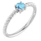 Platinum 4mm Natural Aquamarine Solitaire Rope Ring