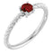 Platinum 4mm Natural Mozambique Garnet Solitaire Rope Ring