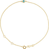 14K Yellow Gold Natural Blue Zircon Bezel Set Solitaire 6 1/2-7 1/2" Bracelet