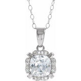 14K White Lab-Grown White Sapphire &amp; .04 CTW Natural Diamond 18" Necklace