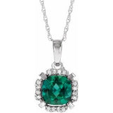 14K White Lab-Grown Emerald &amp; .04 CTW Natural Diamond 18" Necklace