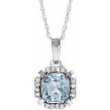 14K White Natural Sky Blue Topaz &amp; .04 CTW Natural Diamond 18" Necklace