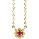 14K Yellow Lab-Grown Ruby Beaded Youth 16" Necklace