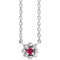 14K White Natural Ruby Beaded Youth 16