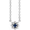 14K White Lab-Grown Blue Sapphire Beaded Youth 16