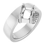 Sterling Silver 7x5 mm Emerald Asymmetric Solitaire Ring Mounting