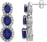 Three-Stone Halo Style Earrings