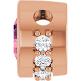 88577 / Pendant / Set / 14K Rose Gold / Round / Natural Pink Tourmaline / 5Mm :: 1/10 Ctw / Natural Diamond / I1, GH / Polished / Natural Pink Tourmaline And 1/10 Ctw Natural Diamond Pendant