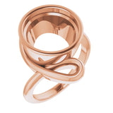 14K Rose 12mm Round Ring Mounting
