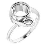 14K White 7.4mm Round Ring Mounting