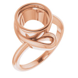 14K Rose 9mm Round Ring Mounting