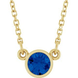 14K Yellow Lab-Grown Blue Sapphire Solitaire 16" Necklace