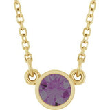 14K Yellow Lab-Grown Alexandrite Solitaire 16" Necklace