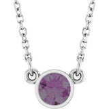14K White Lab-Grown Alexandrite Solitaire 16" Necklace