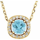 14K Yellow Natural Sky Blue Topaz &amp; .04 CTW Natural Diamond 16" Necklace