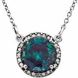 14K White 8 mm Lab-Grown Alexandrite &amp; .05 CTW Natural Diamond 16" Necklace