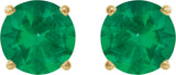 14K Yellow Gold 5 mm Lab-Grown Emerald Earrings