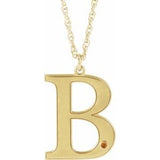 14K Yellow Gold-Plated Sterling Silver Engravable Imitation Citrine Initial B 18" Necklace