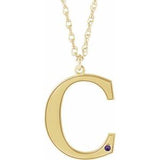 14K Yellow Gold-Plated Sterling Silver Engravable Imitation Amethyst Initial C 18" Necklace