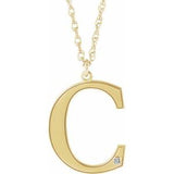 14K Yellow Gold-Plated Sterling Silver Engravable Imitation Diamond Initial C 18" Necklace
