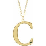 14K Yellow Gold-Plated Sterling Silver Engravable Imitation Peridot Initial C 18" Necklace